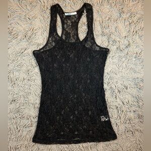 Vintage Y2K Semir lacy black mesh tank top sz L